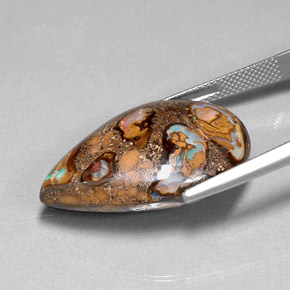 Ópalo boulder multicolor natural de 36,80 ct, en forma de pera, opaco