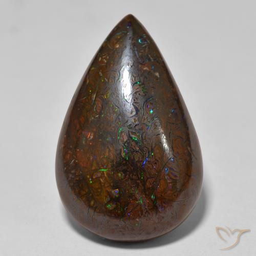Ópalo boulder multicolor natural de 20,74 ct, en forma de pera, opaco