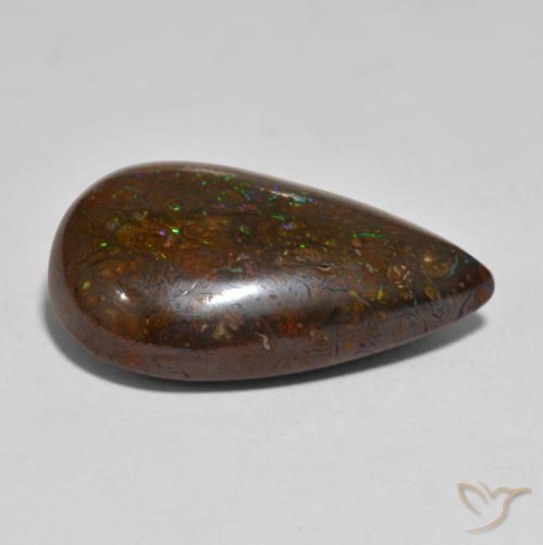 Ópalo boulder multicolor natural de 20,74 ct, en forma de pera, opaco