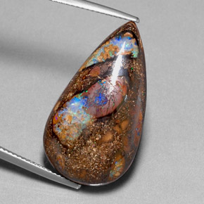 Ópalo boulder multicolor natural de 24,40 ct, en forma de pera, opaco
