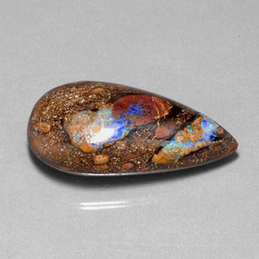 Ópalo boulder multicolor natural de 24,40 ct, en forma de pera, opaco