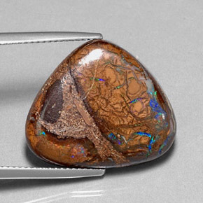 Ópalo boulder multicolor natural de 16,78 ct, trillón, opaco