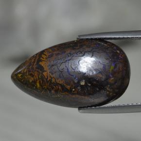 Ópalo boulder multicolor natural de 17,27 ct, en forma de pera, opaco