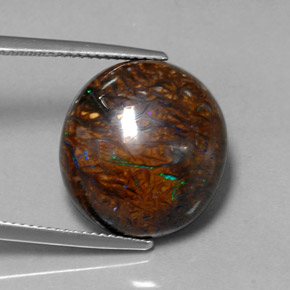 Ópalo boulder multicolor natural de 19,70 ct, corte óvalo, opaco