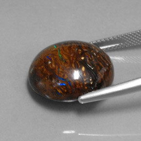 Ópalo boulder multicolor natural de 19,70 ct, corte óvalo, opaco