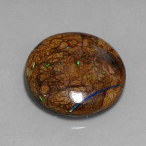 Ópalo boulder multicolor natural de 16,69 ct, corte redondo, opaco