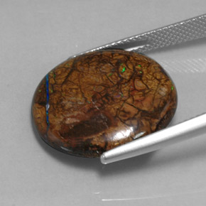 Ópalo boulder multicolor natural de 16,69 ct, corte redondo, opaco