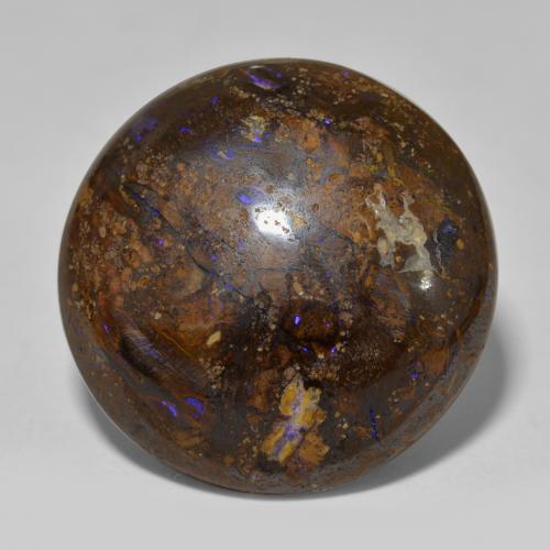 Ópalo boulder multicolor natural de 23,48 ct, corte redondo, opaco