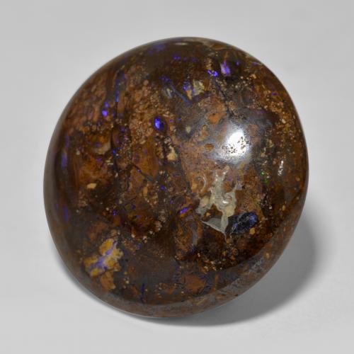 Ópalo boulder multicolor natural de 23,48 ct, corte redondo, opaco