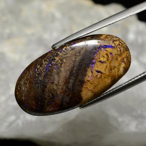 Ópalo boulder multicolor natural de 17,33 ct, corte óvalo, opaco