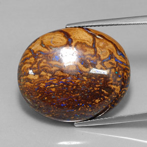 Ópalo boulder multicolor natural de 34,21 ct, corte óvalo, opaco
