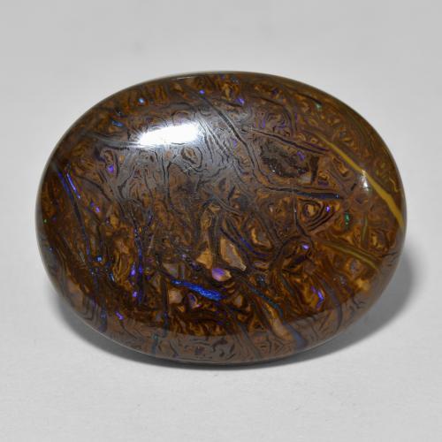 Ópalo boulder multicolor natural de 22,16 ct, corte óvalo, opaco
