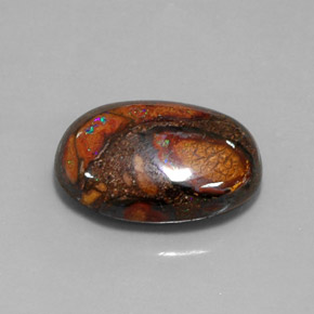 Ópalo boulder multicolor natural de 18,34 ct, corte óvalo, opaco