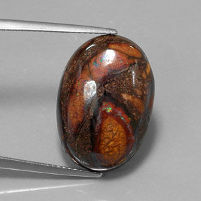 Ópalo boulder multicolor natural de 18,34 ct, corte óvalo, opaco
