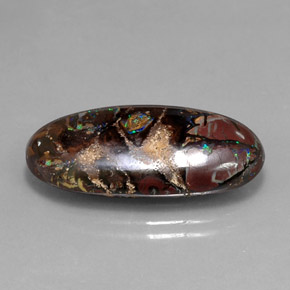Ópalo boulder multicolor natural de 19,54 ct, corte óvalo, opaco