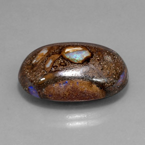 Ópalo boulder multicolor natural de 20,82 ct, corte óvalo, opaco