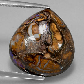 Ópalo boulder multicolor natural de 18,14 ct, en forma de pera, opaco