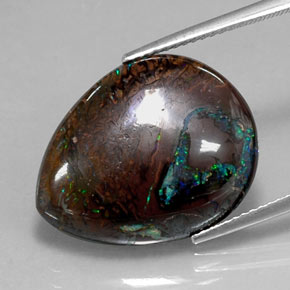 Ópalo boulder multicolor natural de 16,29 ct, en forma de pera, opaco