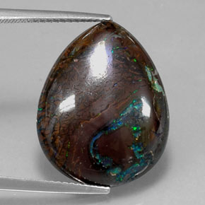 Ópalo boulder multicolor natural de 16,29 ct, en forma de pera, opaco