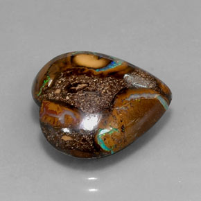 Ópalo boulder multicolor natural de 14,96 ct, forma de corazón, opaco