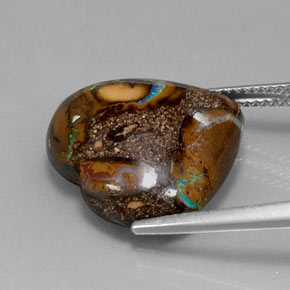 Ópalo boulder multicolor natural de 14,96 ct, forma de corazón, opaco