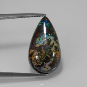 Ópalo boulder multicolor natural de 7,90 ct, en forma de pera, opaco