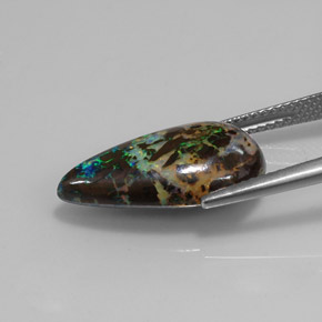 Ópalo boulder multicolor natural de 7,90 ct, en forma de pera, opaco