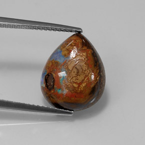 Ópalo boulder multicolor natural de 6,43 ct, en forma de pera, opaco