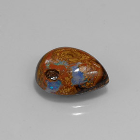 Ópalo boulder multicolor natural de 6,43 ct, en forma de pera, opaco