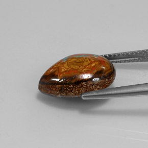 Ópalo boulder multicolor natural de 6,43 ct, en forma de pera, opaco