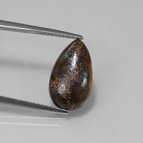 Ópalo boulder multicolor natural de 4,03 ct, en forma de pera, opaco
