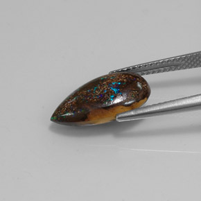 Ópalo boulder multicolor natural de 4,03 ct, en forma de pera, opaco
