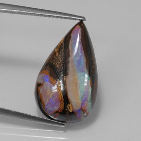 Ópalo boulder multicolor natural de 10,99 ct, en forma de pera, opaco