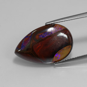 Ópalo boulder multicolor natural de 11,70 ct, en forma de pera, opaco
