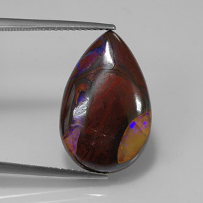 Ópalo boulder multicolor natural de 11,70 ct, en forma de pera, opaco
