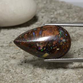 Ópalo boulder multicolor natural de 10,52 ct, en forma de pera, opaco