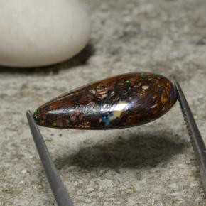 Ópalo boulder multicolor natural de 10,52 ct, en forma de pera, opaco