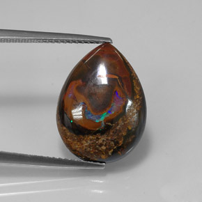 Ópalo boulder multicolor natural de 10,14 ct, en forma de pera, opaco