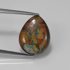 Ópalo boulder multicolor natural de 8,30 ct, en forma de pera, opaco
