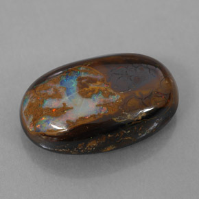 Ópalo boulder multicolor natural de 7,78 ct, corte óvalo, opaco