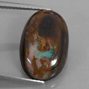 Ópalo boulder multicolor natural de 7,78 ct, corte óvalo, opaco