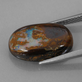 Ópalo boulder multicolor natural de 7,78 ct, corte óvalo, opaco