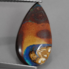 Ópalo boulder multicolor natural de 4,35 ct, en forma de pera, opaco
