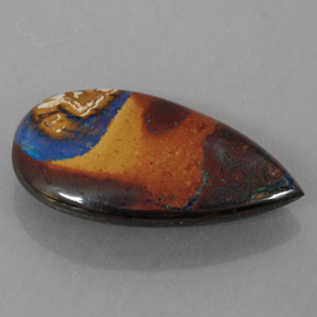 Ópalo boulder multicolor natural de 4,35 ct, en forma de pera, opaco