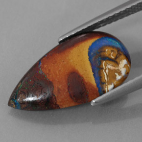 Ópalo boulder multicolor natural de 4,35 ct, en forma de pera, opaco