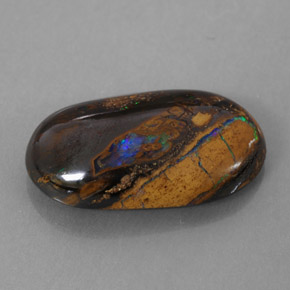 Ópalo boulder multicolor natural de 5,89 ct, corte óvalo, opaco