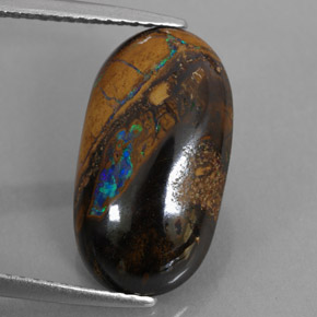 Ópalo boulder multicolor natural de 5,89 ct, corte óvalo, opaco