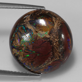 Ópalo boulder multicolor natural de 10,98 ct, corte redondo, opaco