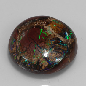 Ópalo boulder multicolor natural de 10,98 ct, corte redondo, opaco