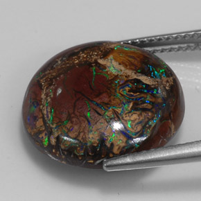 Ópalo boulder multicolor natural de 10,98 ct, corte redondo, opaco